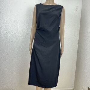 Donna Morgan Draped Front Sleeveless Sheath Dress Black V-back Size L Capsule